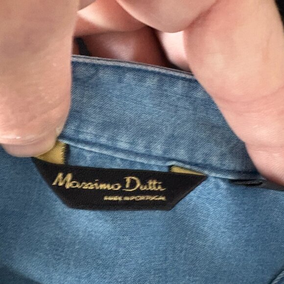 EUC - MASSIMO DUTTI - LIGHTWEIGHT CHAMBRAY POPOVER BLOUSE - SIZE: 10 - Picture 3 of 4